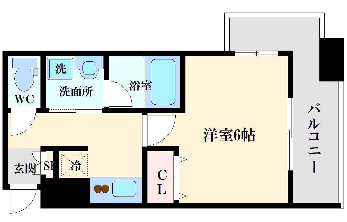 ISM谷町六丁目(1K/15階)の間取り写真