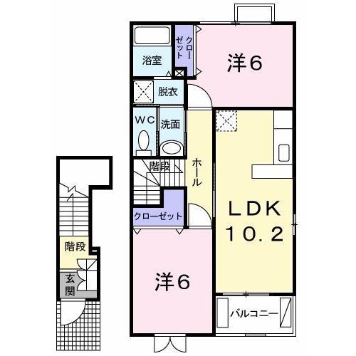 いちごハウスβ(2LDK/2階)の間取り写真