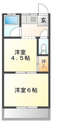ハイツ森 西棟(1DK/2階)の間取り写真