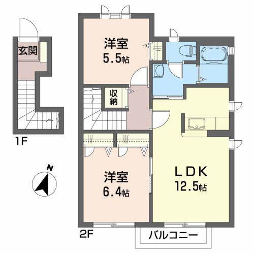 ファミール(2LDK/2階)の間取り写真