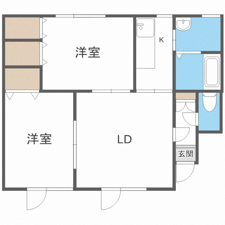 ノースフェアリー澄川II(2LDK/2階)の間取り写真