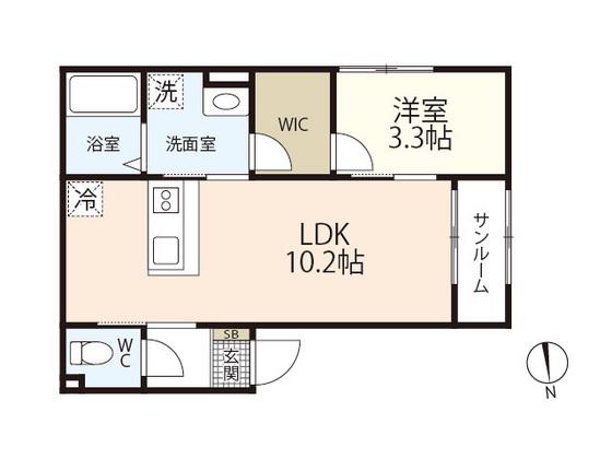 REGALE NANOKAICHI(1LDK/1階)の間取り写真