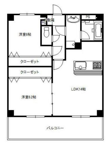 ケーティーディー昭島(2LDK/2階)の間取り写真