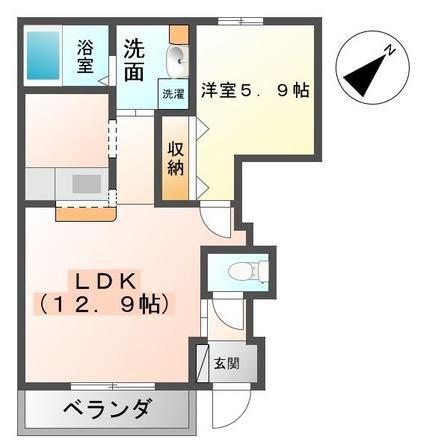 ノーブル・ファイン・アクア(1LDK/1階)の間取り写真