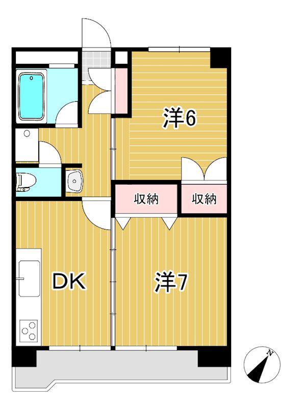Fビル(2DK/4階)の間取り写真