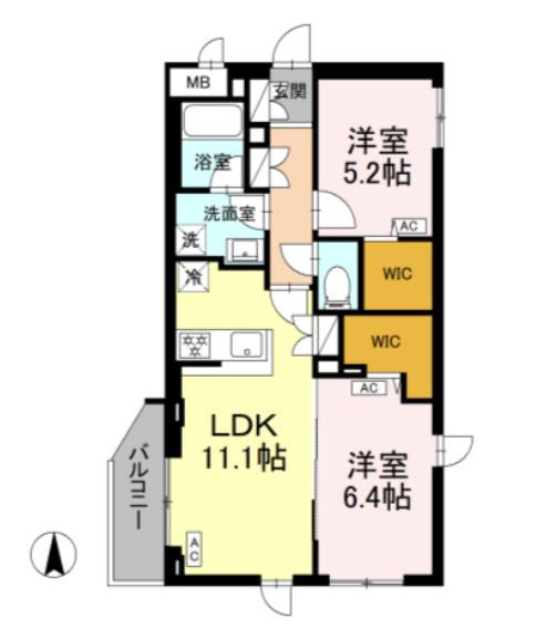 ロイジェント上板橋(2LDK/3階)の間取り写真