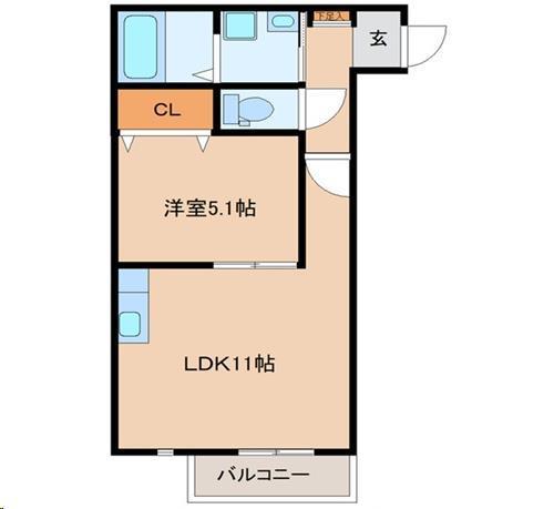 ブラン荒井A棟(1LDK/1階)の間取り写真