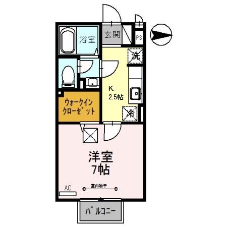 カーサグランデ氷川(1K/1階)の間取り写真