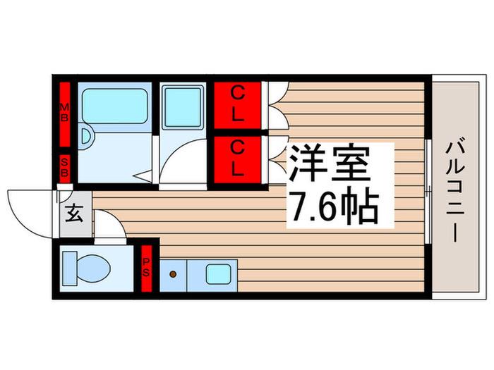 サンタフェスクエア(ワンルーム/2階)の間取り写真