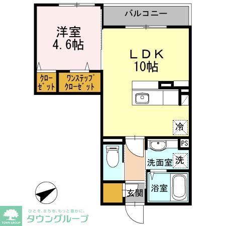 ラ・ジュネス(1LDK/2階)の間取り写真