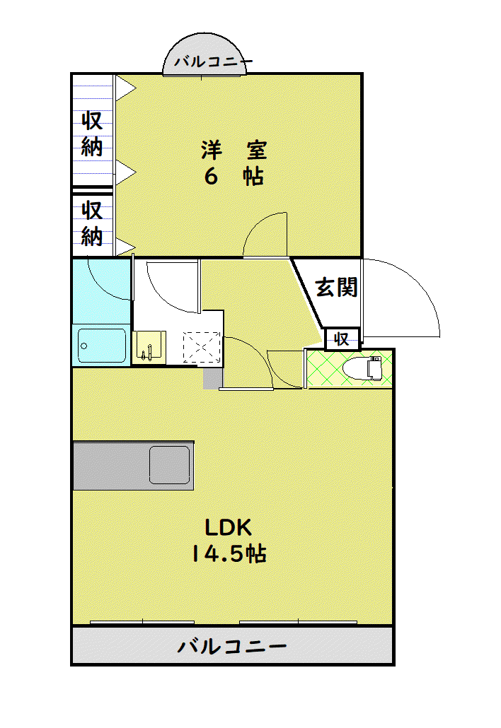 マンションクレアA(1LDK/1階)の間取り写真
