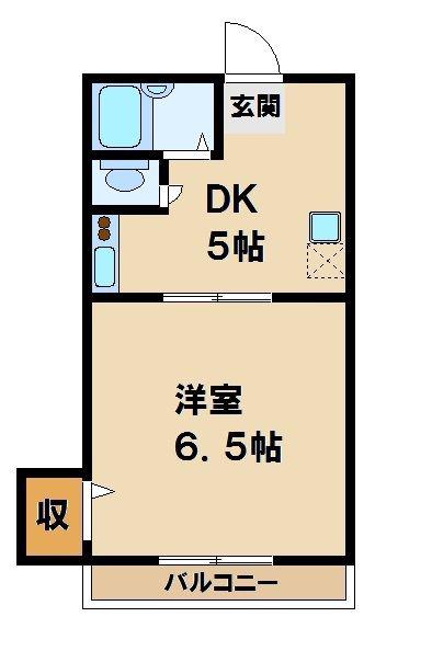 ビーンズバレー(1DK/2階)の間取り写真