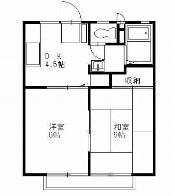 菊地ハイツC(2DK/1階)の間取り写真