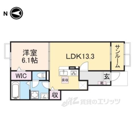 クレール丹波1(1LDK/1階)の間取り写真