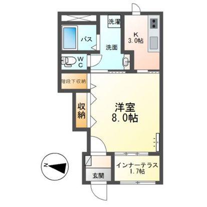 シャトー開成(1K/1階)の間取り写真