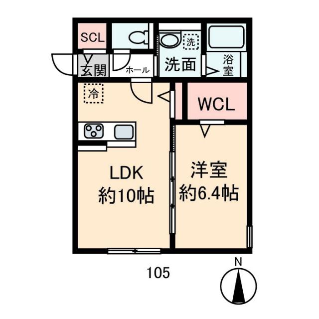 CASA F(1LDK/1階)の間取り写真