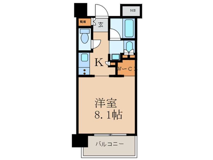 セイル江坂公園(1K/4階)の間取り写真