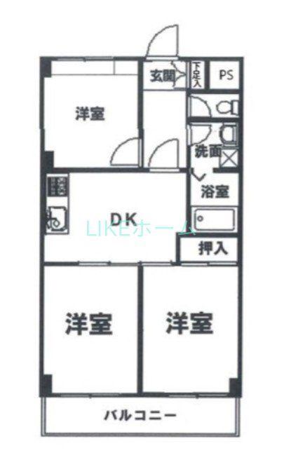 ブルームライフ市川(3DK/3階)の間取り写真