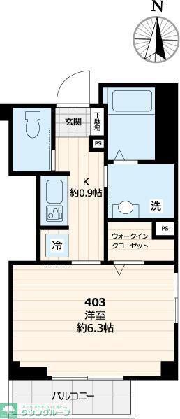 ウィンヴィレッジ(1K/4階)の間取り写真