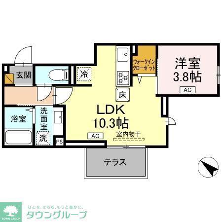 D-ROOM神明町II B B(1LDK/1階)の間取り写真