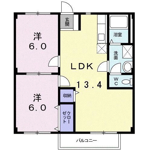ベルルーム 94(2LDK/1階)の間取り写真