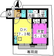 ルナソフィア紀文(1DK/1階)の間取り写真