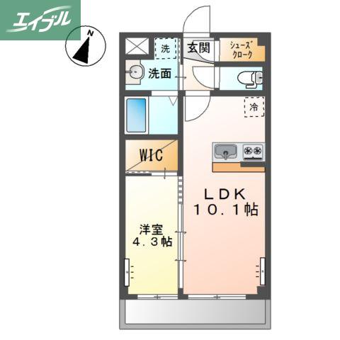 プラッツユー VII(1LDK/2階)の間取り写真