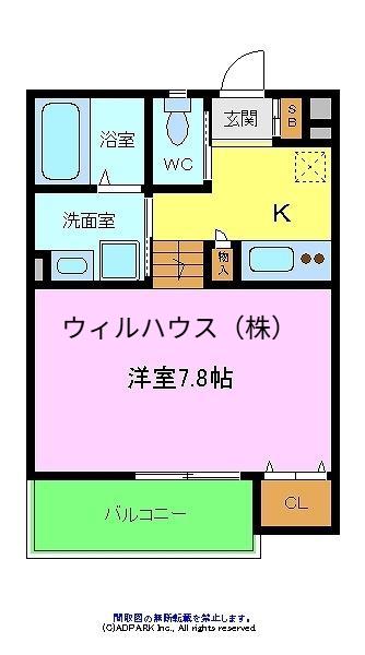 LUXE浜寺A棟(1K/1階)の間取り写真