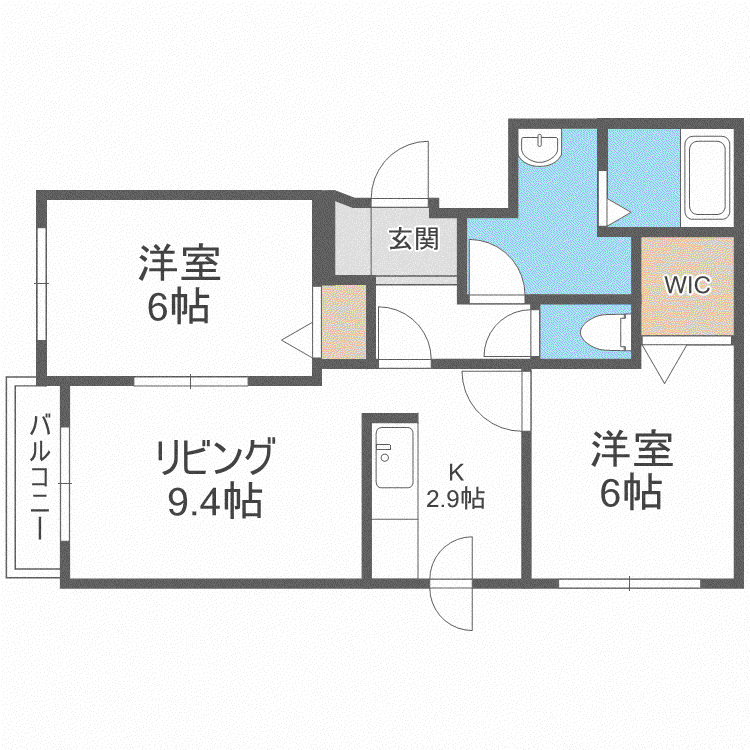 フォンテーヌ宮の森(2LDK/3階)の間取り写真