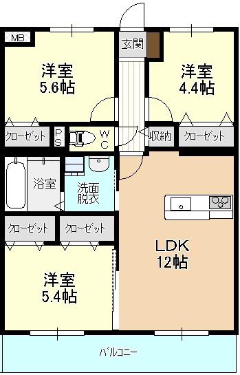 GRACE AN(3LDK/3階)の間取り写真