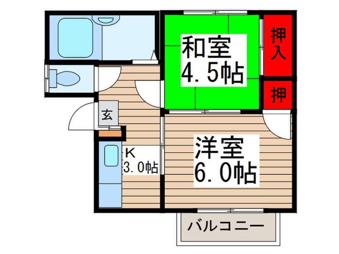 第二ペガサス(2K/2階)の間取り写真
