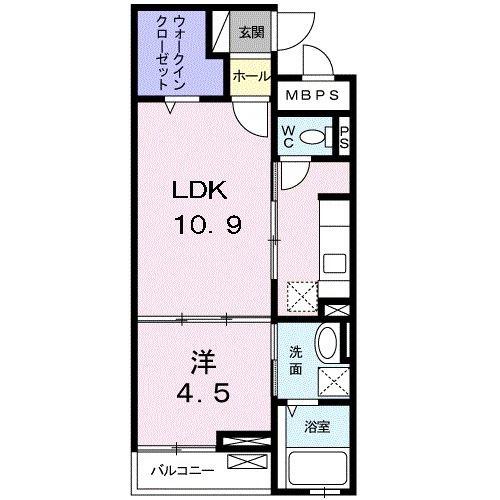 ロイヤル・上足洗(1LDK/2階)の間取り写真