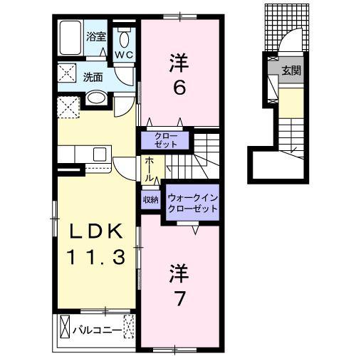 パストラーレB(2LDK/2階)の間取り写真