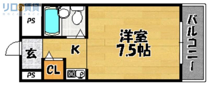 ベルメゾン南江口(ワンルーム/7階)の間取り写真