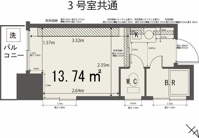 天空MURA(1K/4階)の間取り写真