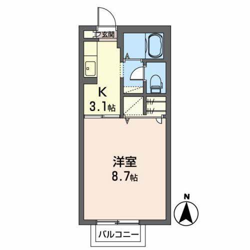 バリュージュ桑野(1K/1階)の間取り写真