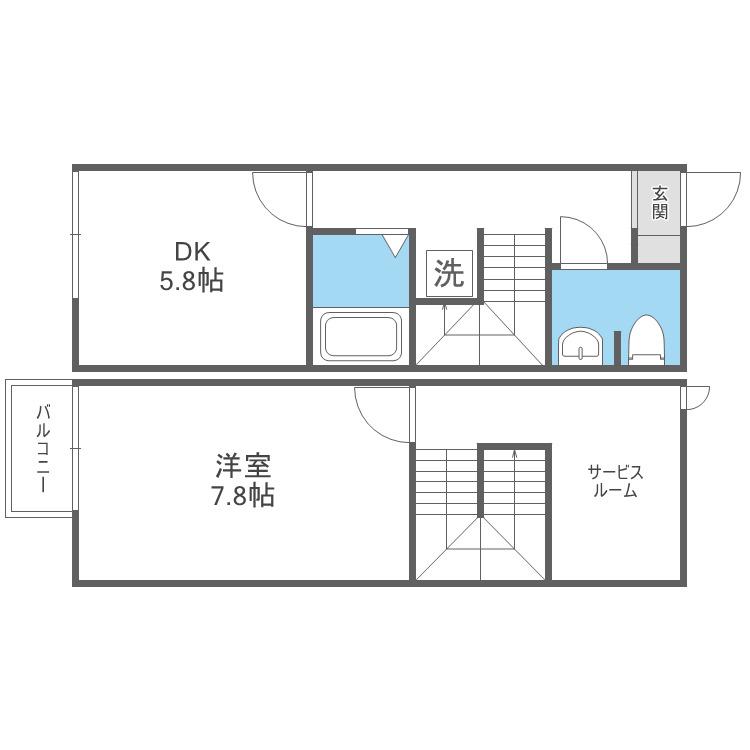 ほたるの里 槙(1SDK/1階)の間取り写真