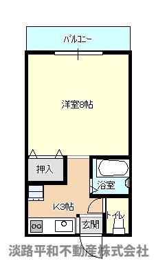 カーサ津名(1K/2階)の間取り写真
