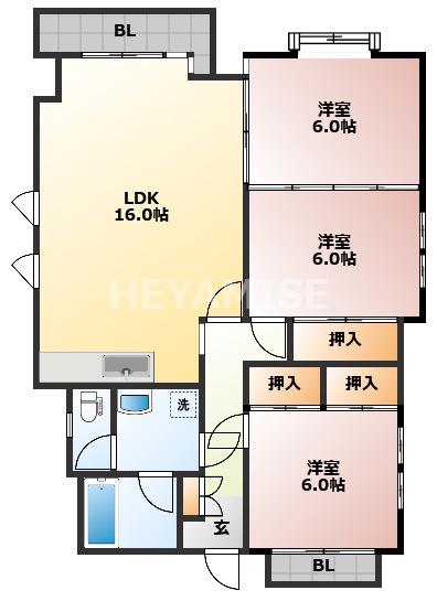 MTマンション(3LDK/5階)の間取り写真