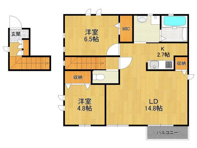 リベルテ清荒神(2LDK/2階)の間取り写真