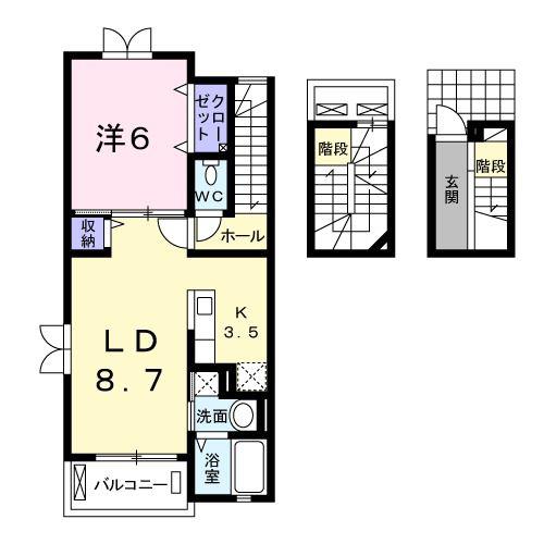 ピュアライフ(1LDK/3階)の間取り写真