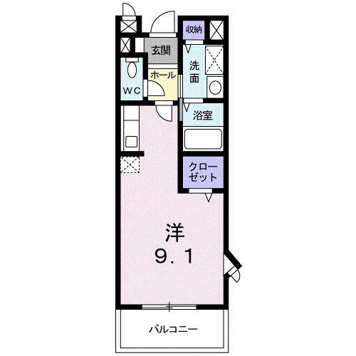 ラ・ペジーブル(ワンルーム/2階)の間取り写真