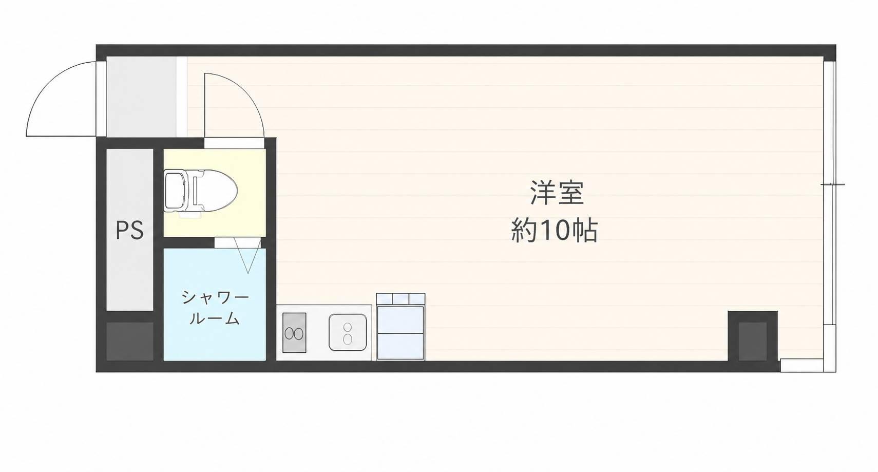 ピースシャトー舟入(ワンルーム/4階)の間取り写真