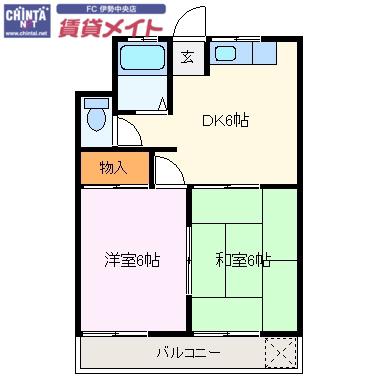 モンレーヴ志摩 II(2DK/2階)の間取り写真