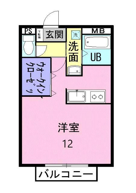 グランシャリオ(ワンルーム/1階)の間取り写真