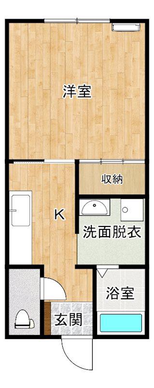 ツインスター博多II(1K/1階)の間取り写真