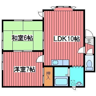 コーポ藤(2LDK/3階)の間取り写真