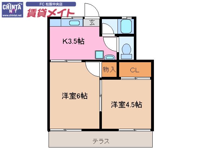 高橋マンション(2K/1階)の間取り写真