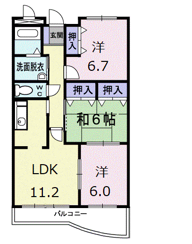 ピュア―双葉(3LDK/3階)の間取り写真