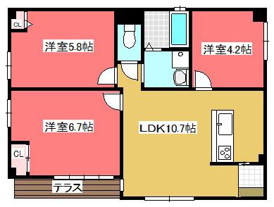 ドリームII(3LDK/1階)の間取り写真